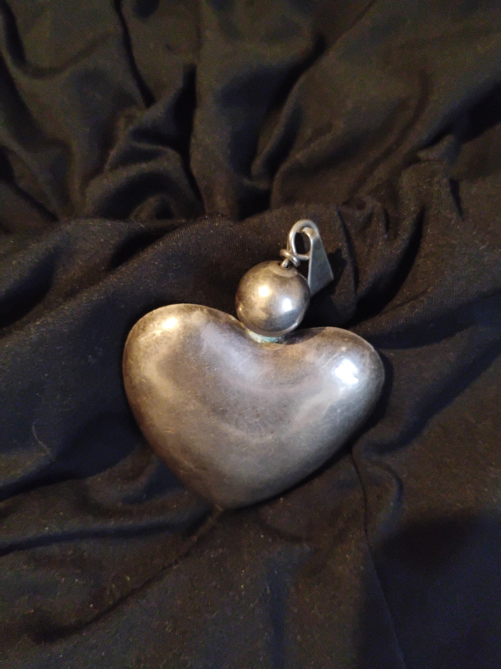 Sterling Silver Statement Puffy Heart Signed By Los Ballesteros 34.8 Grms